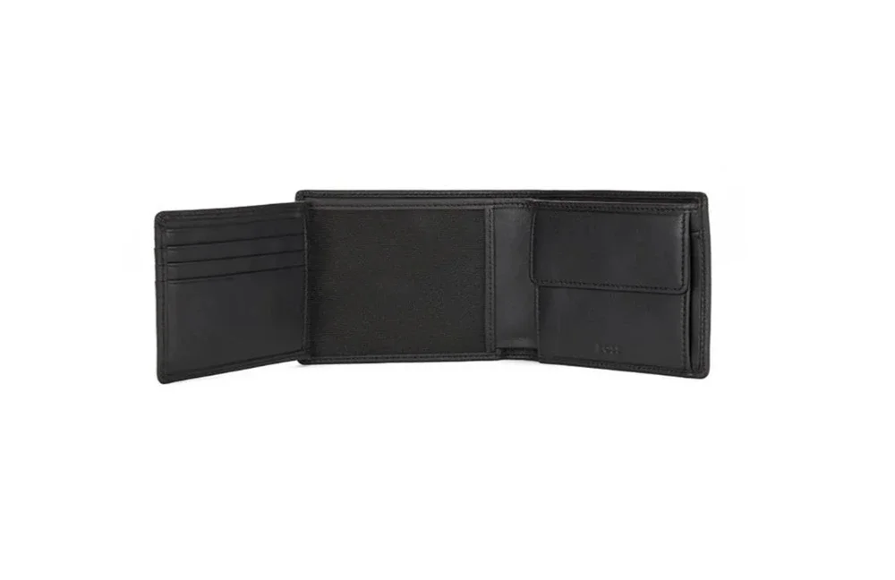 Hugo Boss BOSS Arezzo Black Leather Men's Wallet Bifold Trifold w/ Gift Box